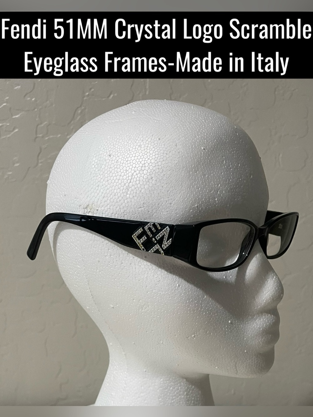 Fendi 51MM Crystal Logo Scramble Eyeglass Frames-Made it Italy